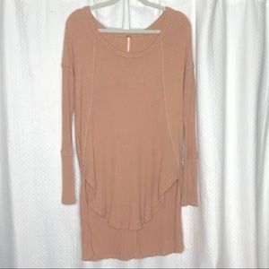 Free People high Low Waffle Knit Long Sleeve Med
